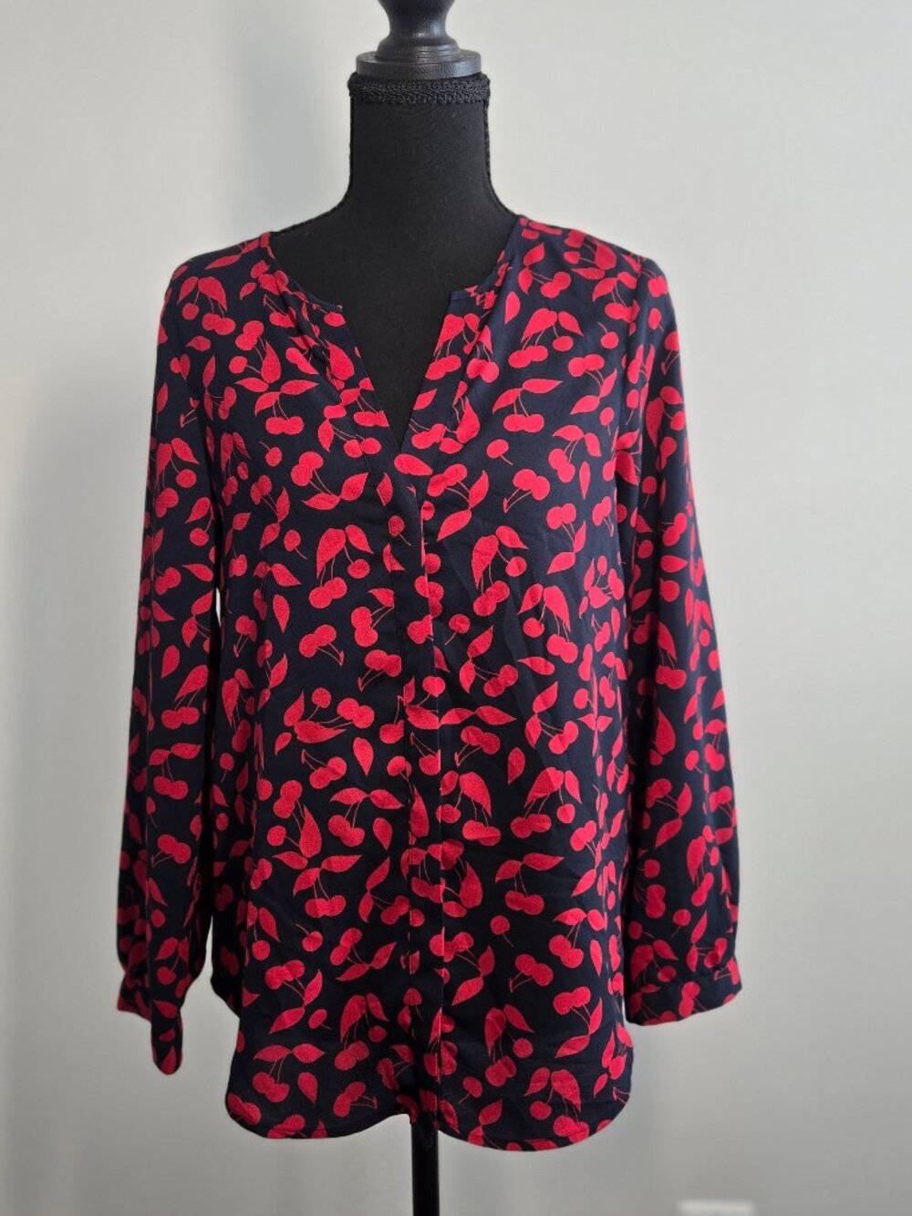 Joie XS Cherry Print Polyester Top